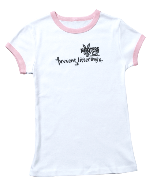 prevent littering ladies fitted tshirt rabbit pink
